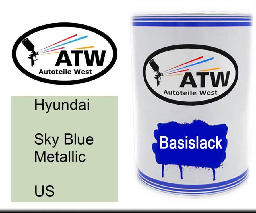 Hyundai, Sky Blue Metallic, US: 500ml Lackdose, von ATW Autoteile West.